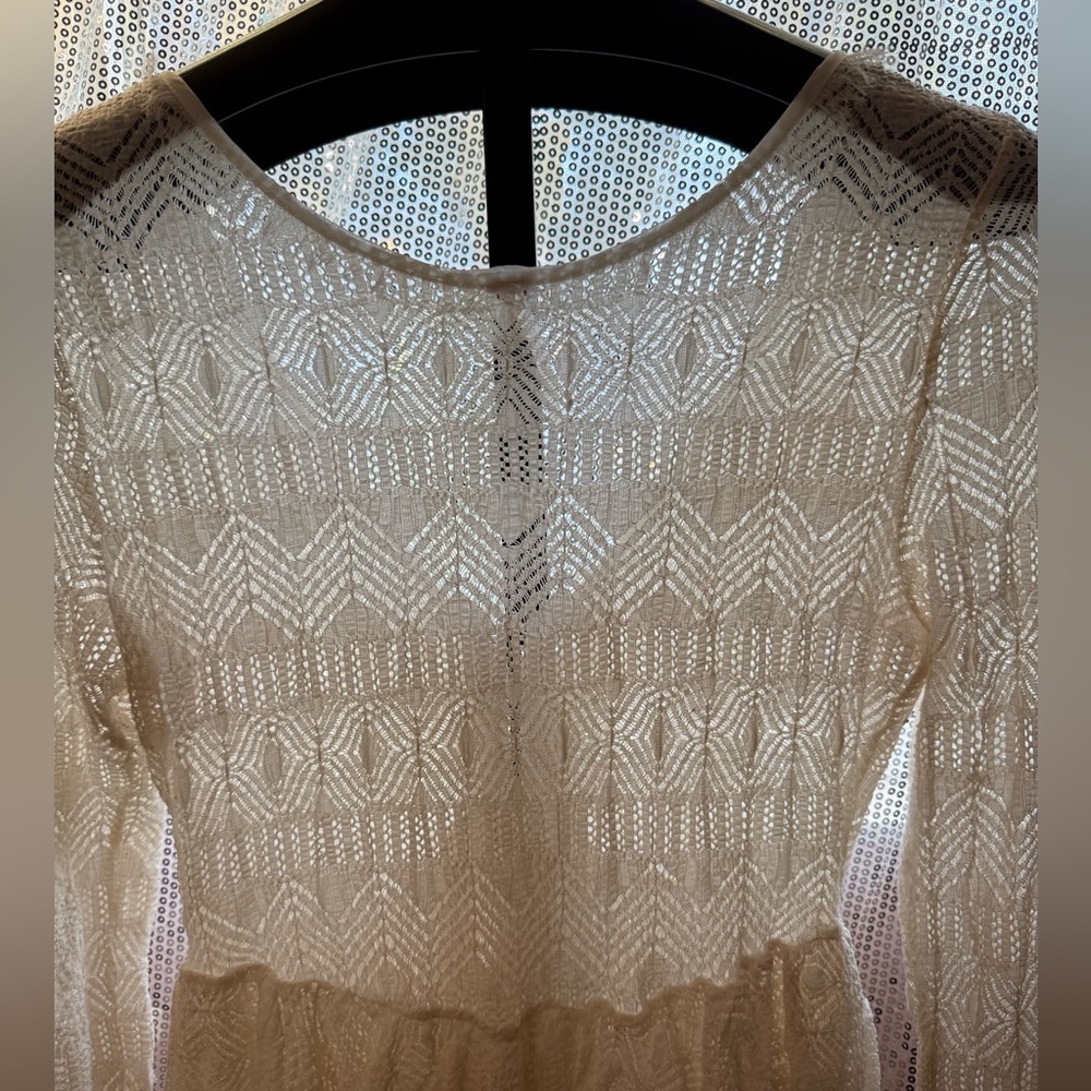 Free People Vintage Ivory Lace Top sz L🥀 - Picture 5 of 11